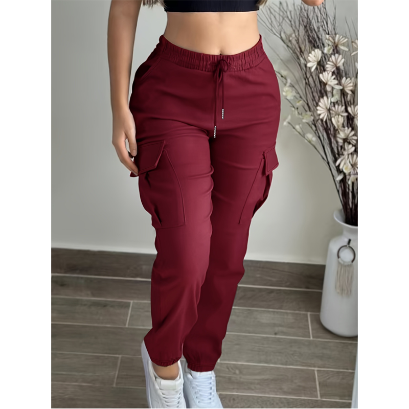Women's Solid Color Tapered Cargo Pants
