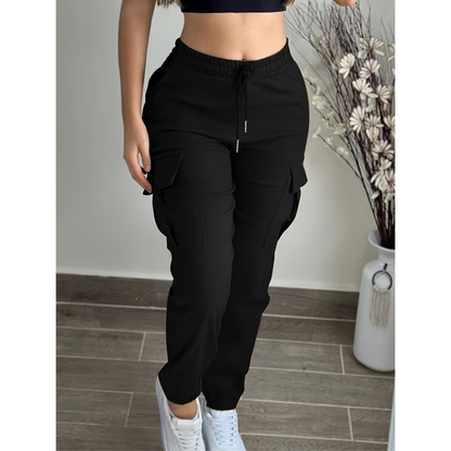 Women's Solid Color Tapered Cargo Pants