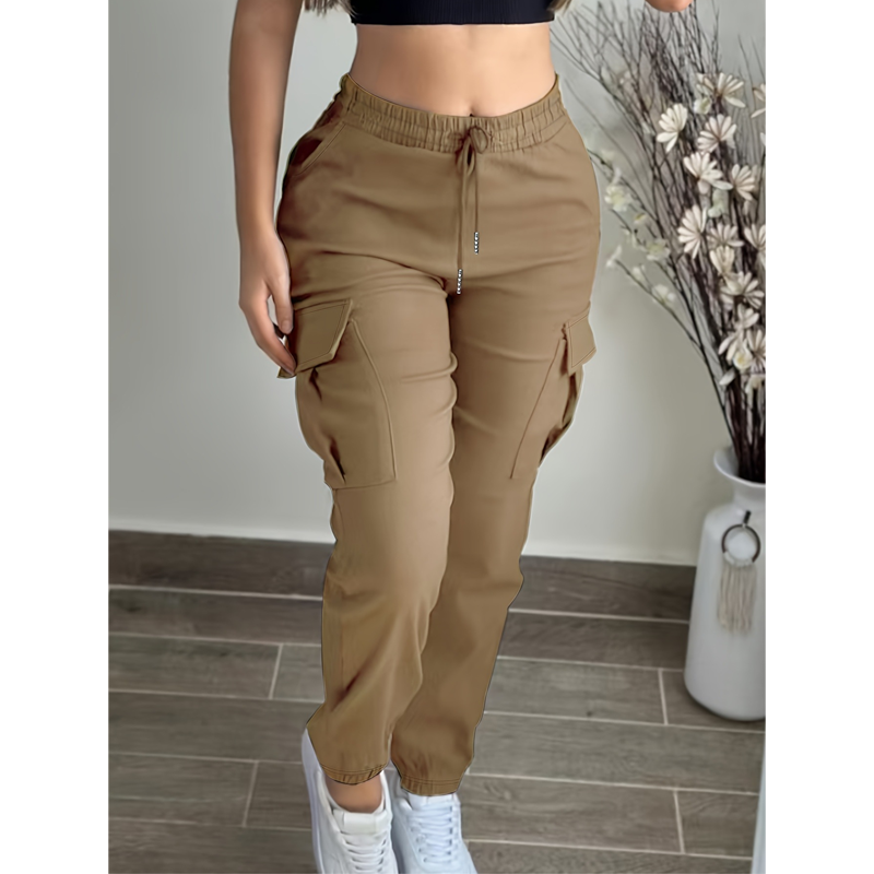 Women's Solid Color Tapered Cargo Pants