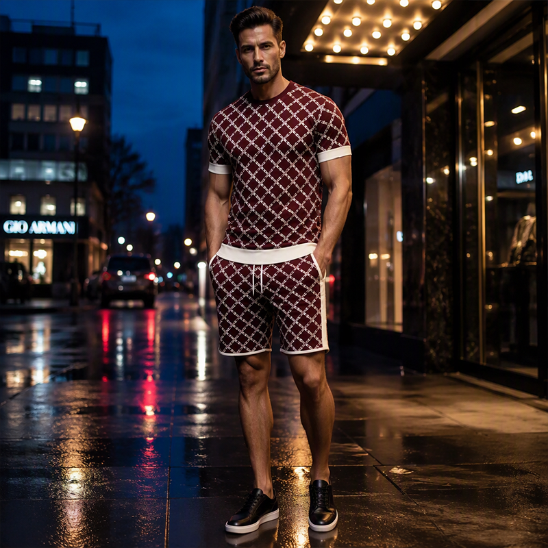 Men's Casual Top & Shorts 2-Piece Set