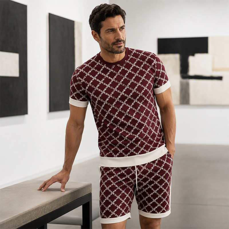 Men's Casual Top & Shorts 2-Piece Set