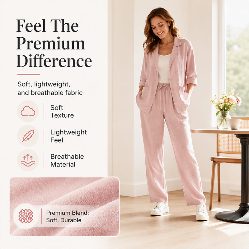Women's Casual Blazer and Pants 2-Piece Set