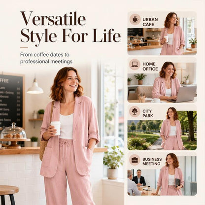 Women's Casual Blazer and Pants 2-Piece Set