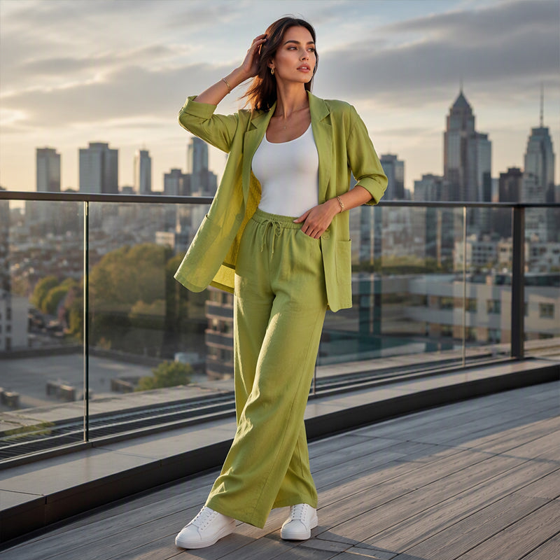 Women's Casual Blazer and Pants 2-Piece Set