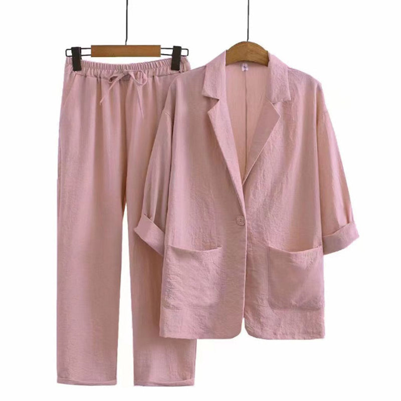 Women's Casual Blazer and Pants 2-Piece Set