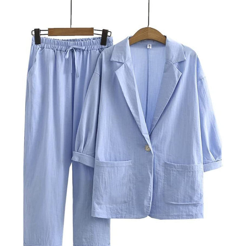 Women's Casual Blazer and Pants 2-Piece Set