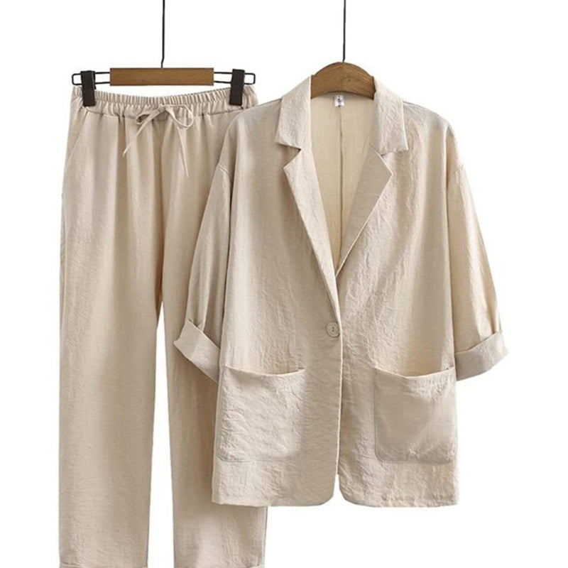 Women's Casual Blazer and Pants 2-Piece Set
