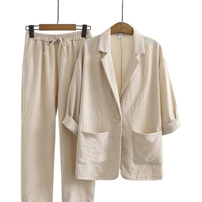 Women's Casual Blazer and Pants 2-Piece Set