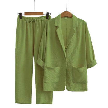 Women's Casual Blazer and Pants 2-Piece Set