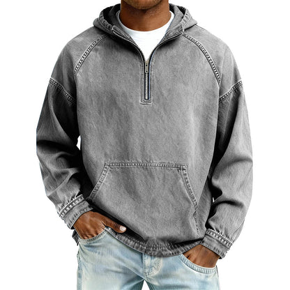 ⏰Last Day Sale 50% Off💃Men's Casual Half-Zip Denim Jacket