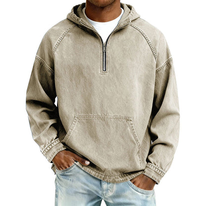 ⏰Last Day Sale 50% Off💃Men's Casual Half-Zip Denim Jacket