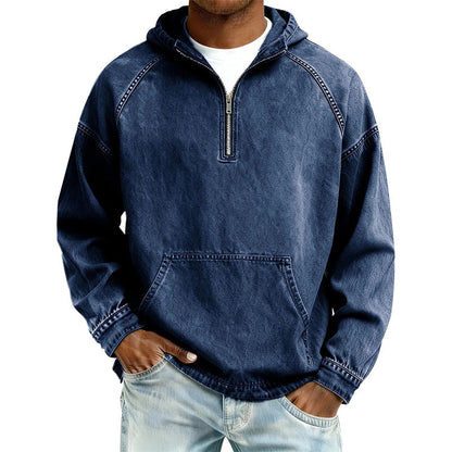 ⏰Last Day Sale 50% Off💃Men's Casual Half-Zip Denim Jacket