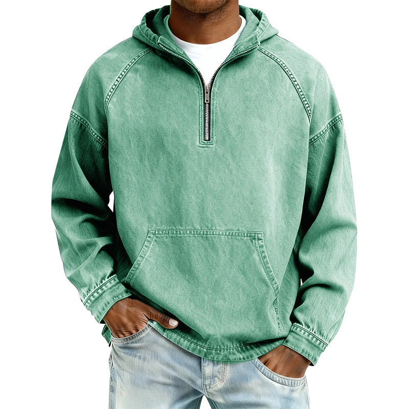 ⏰Last Day Sale 50% Off💃Men's Casual Half-Zip Denim Jacket