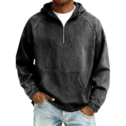 ⏰Last Day Sale 50% Off💃Men's Casual Half-Zip Denim Jacket