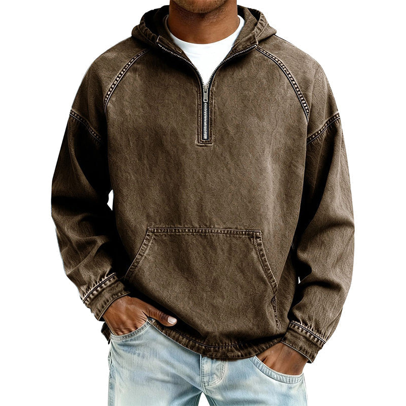 ⏰Last Day Sale 50% Off💃Men's Casual Half-Zip Denim Jacket