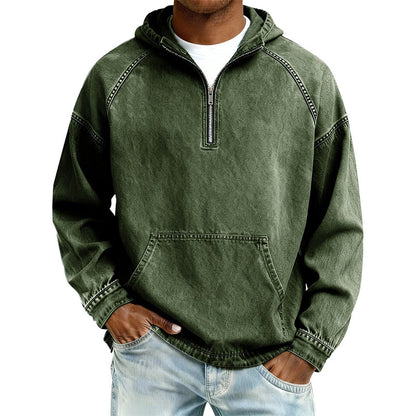 ⏰Last Day Sale 50% Off💃Men's Casual Half-Zip Denim Jacket