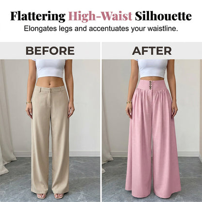 Women's High-Waist Pleated Wide-Leg Pants
