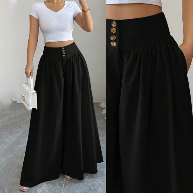 Women's High-Waist Pleated Wide-Leg Pants