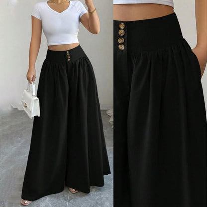 Women's High-Waist Pleated Wide-Leg Pants