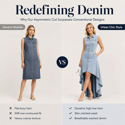 ⏰Last Day Sale 50% Off💃Women's Sleeveless Denim Dress with Asymmetrical Hem