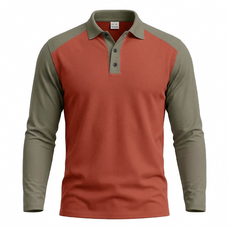 Men's Casual Color-Block Long Sleeve Shirt