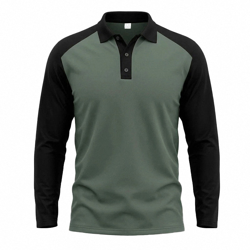 Men's Casual Color-Block Long Sleeve Shirt