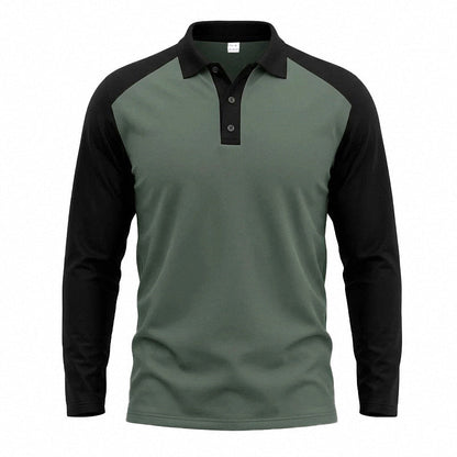 Men's Casual Color-Block Long Sleeve Shirt