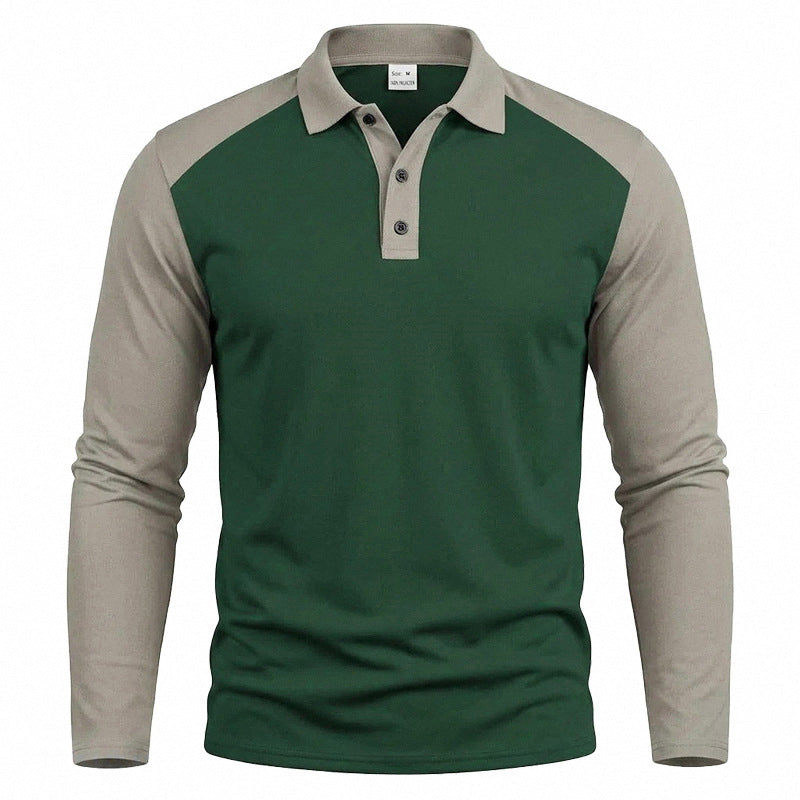 Men's Casual Color-Block Long Sleeve Shirt