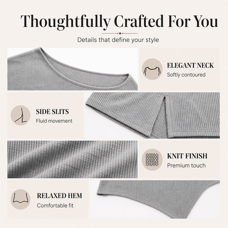Women's Off-Shoulder Top with Split Hem