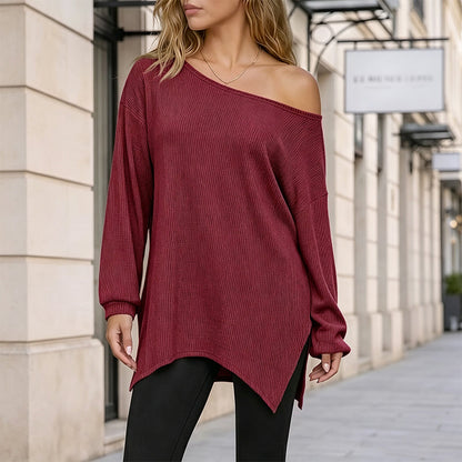 Women's Off-Shoulder Top with Split Hem