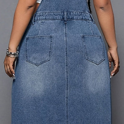 Women's Plus Size Denim Overall Maxi Dress