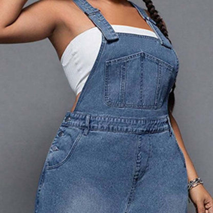 Women's Plus Size Denim Overall Maxi Dress