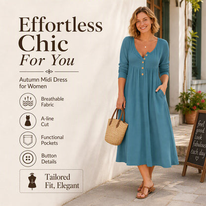 New Arrivals🛍️Women's V-Neck Button Pleated Dress