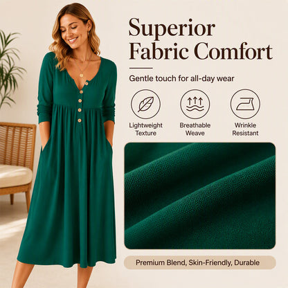 New Arrivals🛍️Women's V-Neck Button Pleated Dress
