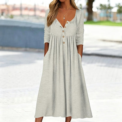 New Arrivals🛍️Women's V-Neck Button Pleated Dress