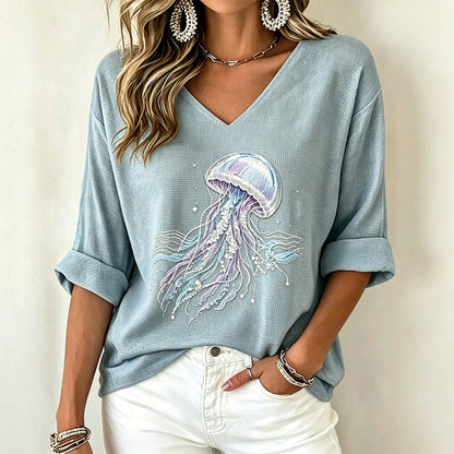 Women's V Neck Printed T-Shirt