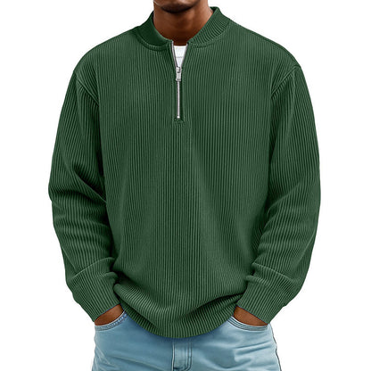 ✨Men's Corduroy Quarter-Zip Pullover Sweatshirt Casual Stand Collar Long Sleeve Top