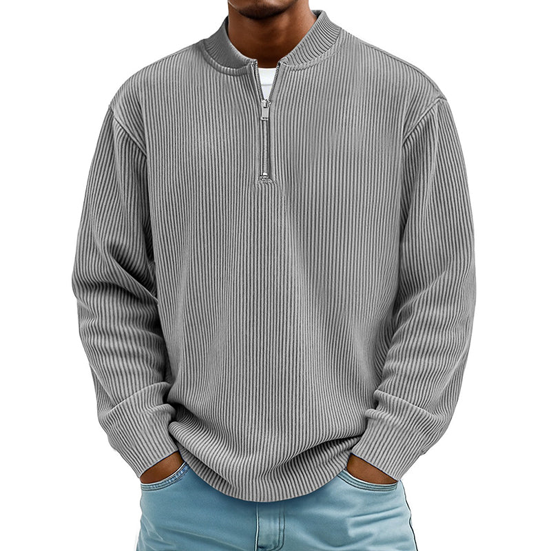 ✨Men's Corduroy Quarter-Zip Pullover Sweatshirt Casual Stand Collar Long Sleeve Top