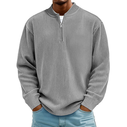 ✨Men's Corduroy Quarter-Zip Pullover Sweatshirt Casual Stand Collar Long Sleeve Top