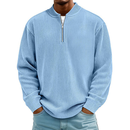 ✨Men's Corduroy Quarter-Zip Pullover Sweatshirt Casual Stand Collar Long Sleeve Top