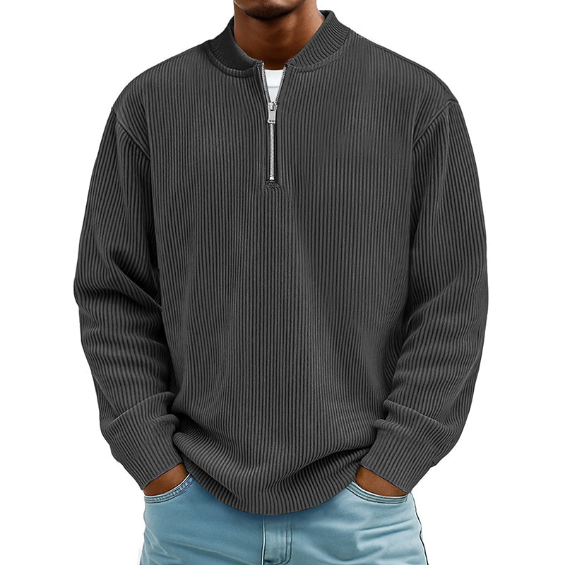 ✨Men's Corduroy Quarter-Zip Pullover Sweatshirt Casual Stand Collar Long Sleeve Top