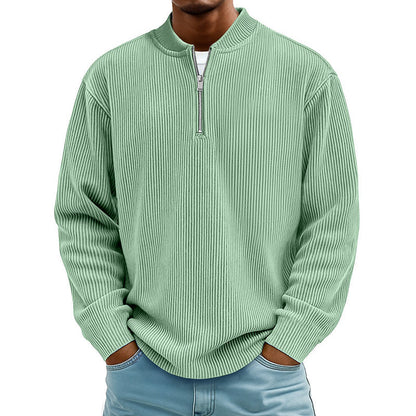 ✨Men's Corduroy Quarter-Zip Pullover Sweatshirt Casual Stand Collar Long Sleeve Top