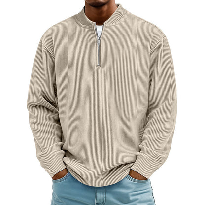 ✨Men's Corduroy Quarter-Zip Pullover Sweatshirt Casual Stand Collar Long Sleeve Top