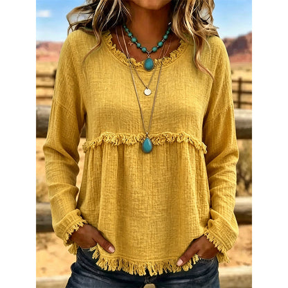 Women's Vintage Fringe Tassel Casual Top