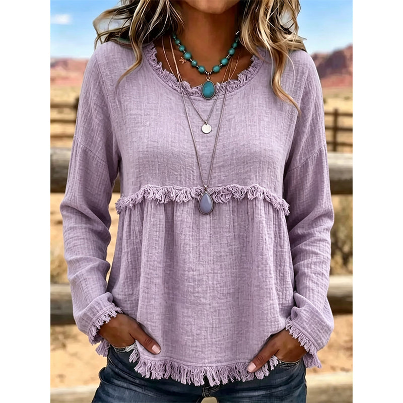 Women's Vintage Fringe Tassel Casual Top