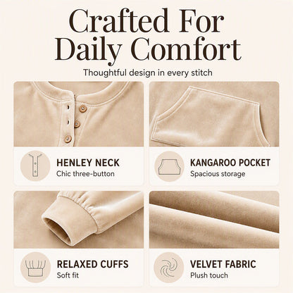 🧸Women's Golden Velvet Sweatshirt – Luxe Comfort for Effortless Autumn Style