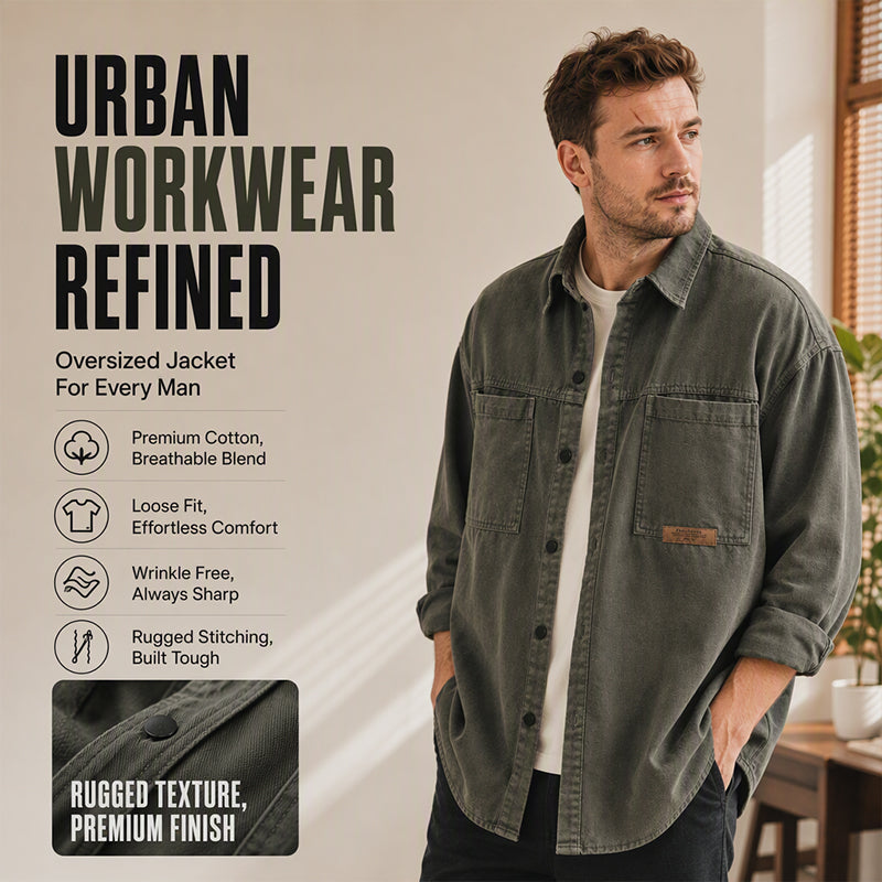 Men's Long Sleeve Loose-Fit Utility Shirt