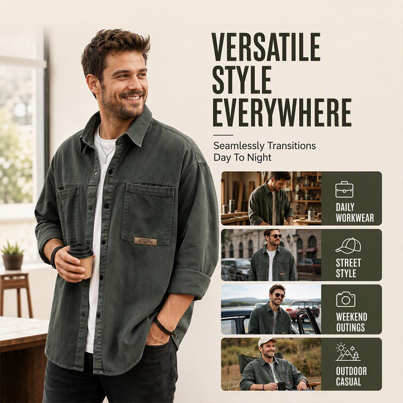 Men's Long Sleeve Loose-Fit Utility Shirt