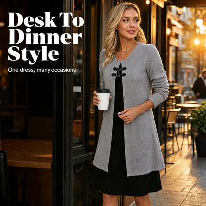 Women's Casual Ribbed Knit Long Sleeve Dress