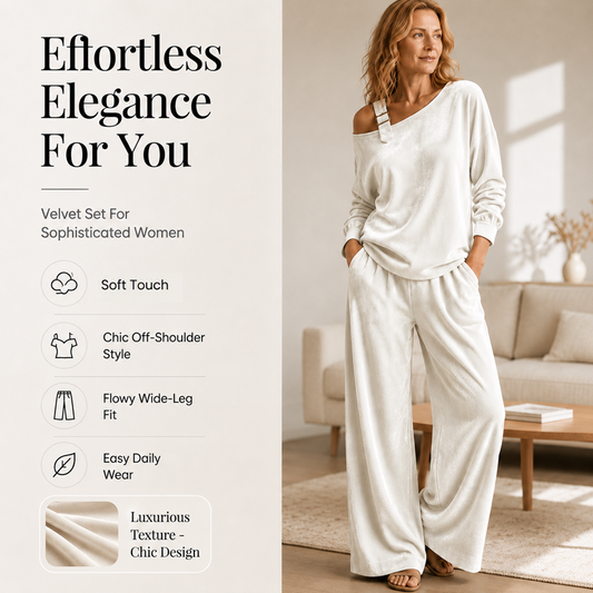 Women's Off-Shoulder Top & Wide-Leg Pants Set